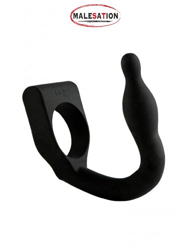 Plug anal vibrant à mémoire de forme avec cockring intégré.