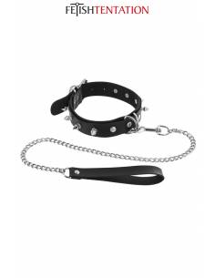 Collier à pointes métalliques & laisse Fetish Tentation