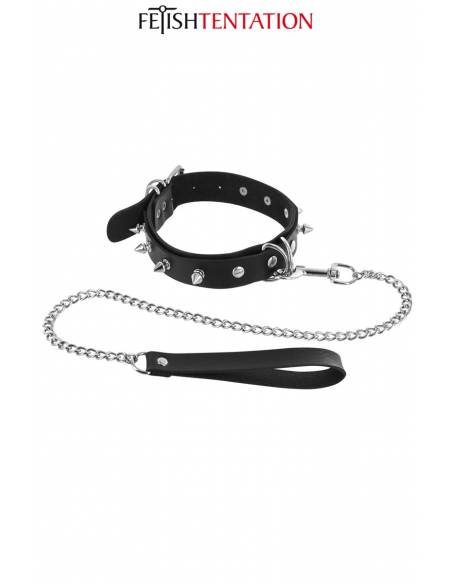 Collier à pointes métalliques & laisse Fetish Tentation