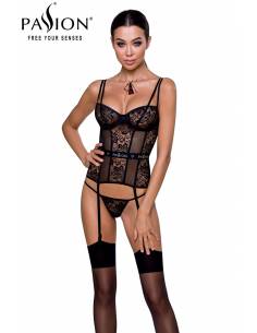 Guêpière tulle et dentelle Noire Leticia