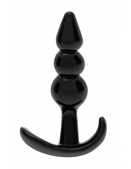 plug anal en PVC noir modèle 3 boules