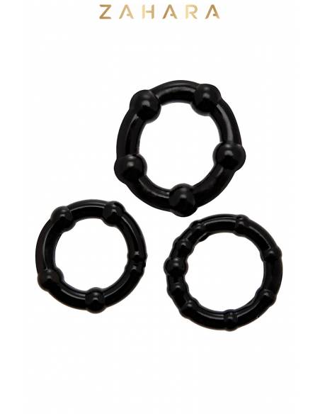 Set de 3 Cockrings noir Zahara