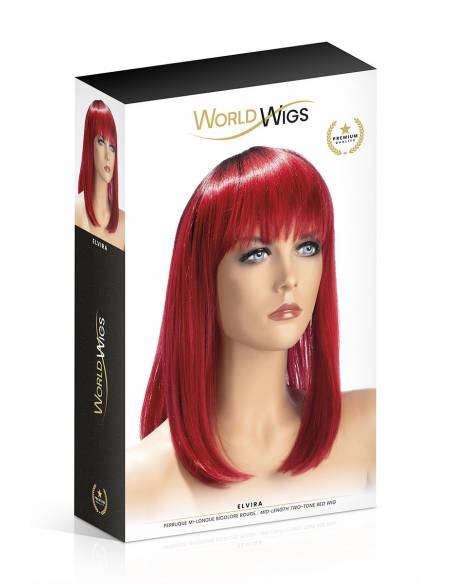 Boite de la perruque mi-longue bi-colore rouge Elvira