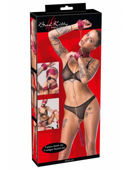 boite de l'Ensemble 7 pièces Fetish SM rose Bad Kitty