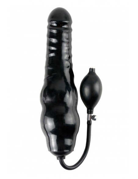 Gros plan du godemichet en vinyle noir gonflable Inflatable Ass Blaster