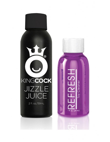 Lubrifiant et nettoyant offerts avec le Godemichet réaliste éjaculateur King Cock 18cm