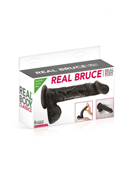 Boite du Godemichet ultra-réaliste TPE noir Real Bruce 23cm