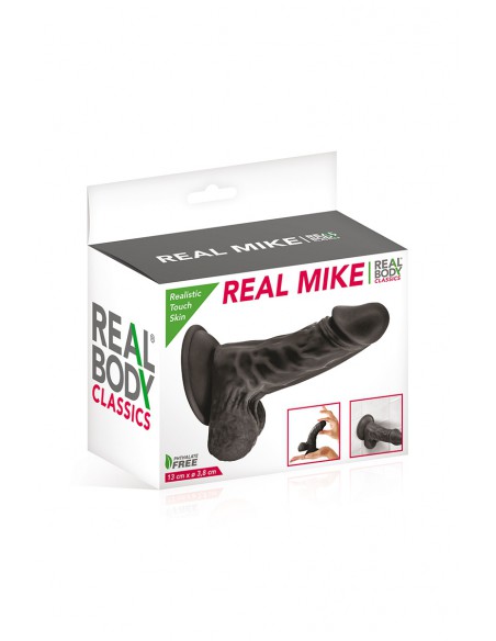 Boite du Godemichet Real Body Mike Noir, ultra réaliste avec toucher réalistic touch skin