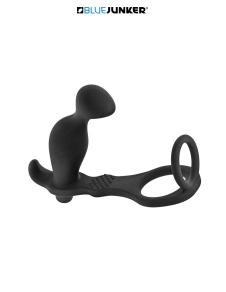 Profil du Plug anal stimulateur de prostate vibrant avec cockring intégré.