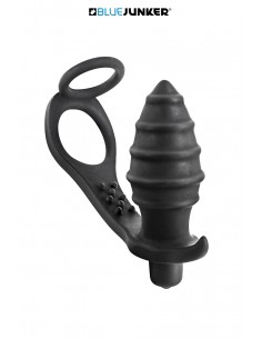 Plug anal vibrant avec cockring intégré Blue Junker