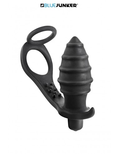 Plug anal vibrant avec cockring intégré Blue Junker