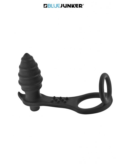 Plug anal vibrant 2 en 1 avec cockring intégré Blue Junker