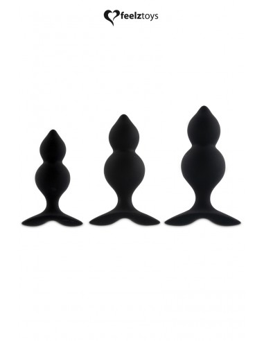 3 Plugs Anal en silicone de tailles différentes, pour utilisateurs novices et expérimentés.