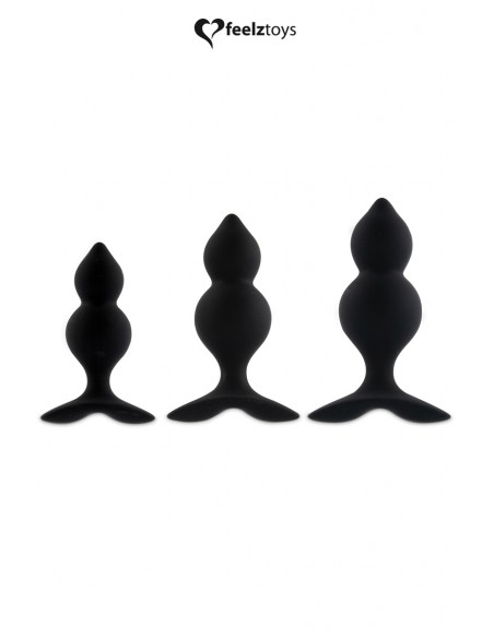 3 Plugs Anal en silicone de tailles différentes, pour utilisateurs novices et expérimentés.