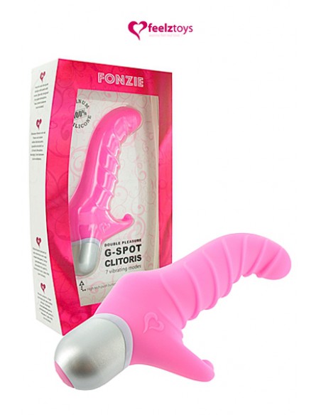 Boite du Vibromasseur spécial point G et clitoris Fonzie rose